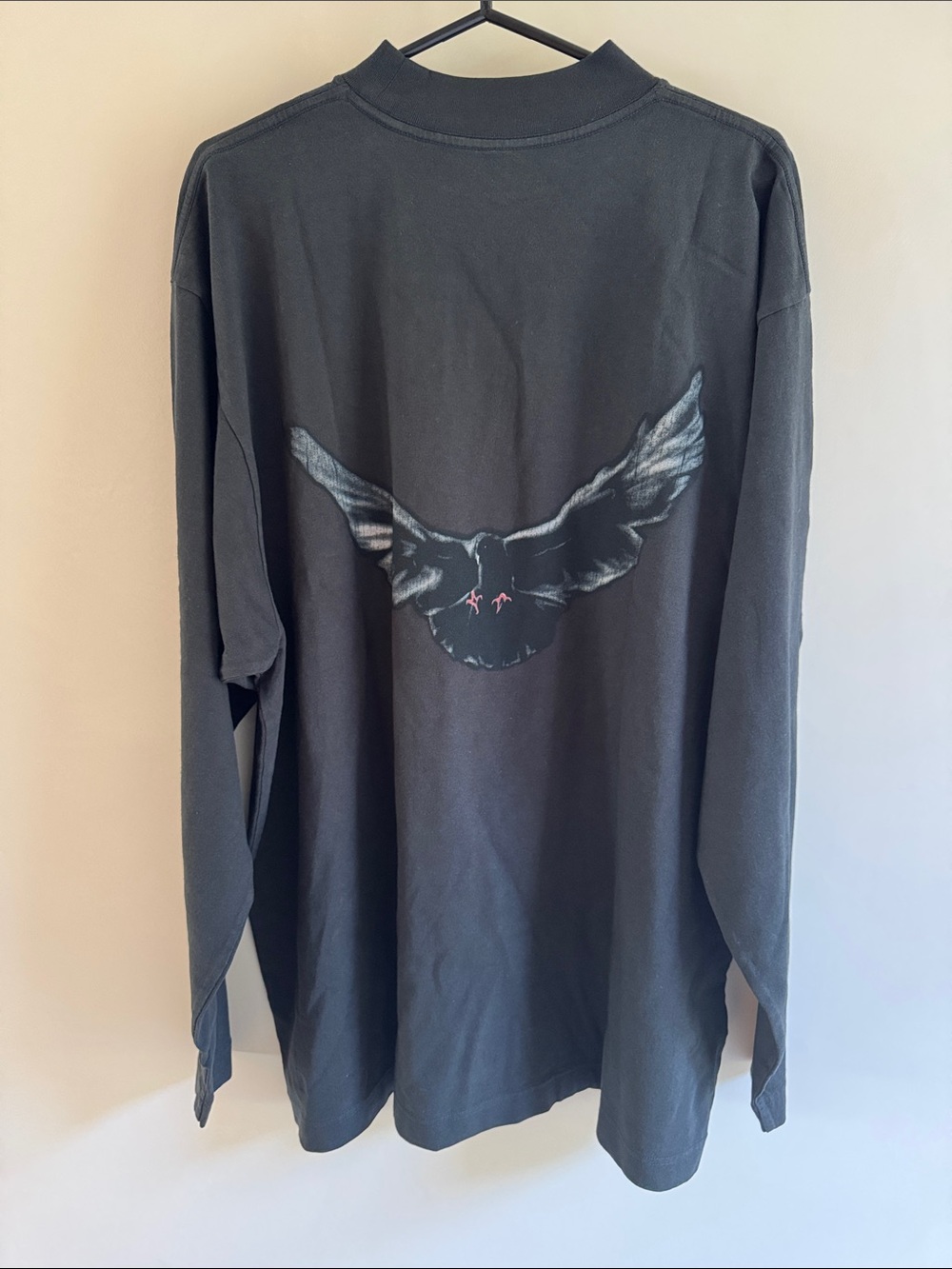 nwt yzy gap balenciaga black dove long sleeve washed black shirt size m